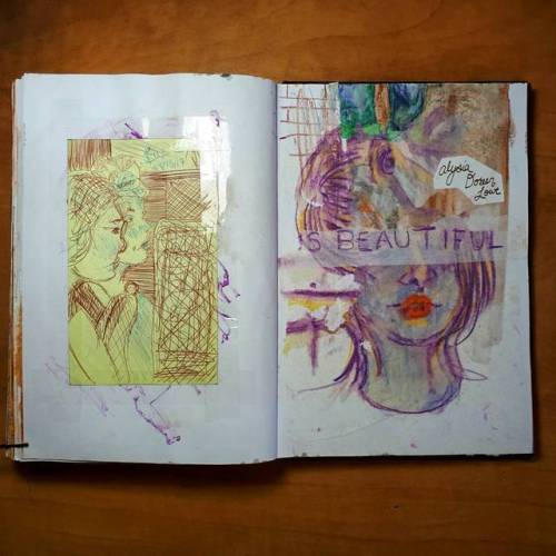 #art #artist #artwork #sketchbook #sketchbookart #mixedmedia #stickynotes #watercolorpencils #pen #t