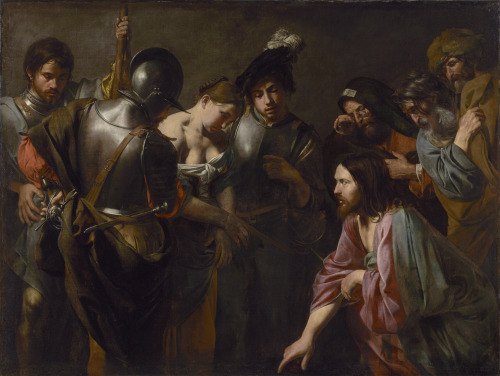 Christ and the AdulteressValentin de Boulogne (French; 1591–1632)ca. 1620sOil on canvasJ. Paul Getty