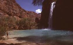 slideofthetimes:  May 1979 // waterfall // Havasu Falls, Arizona