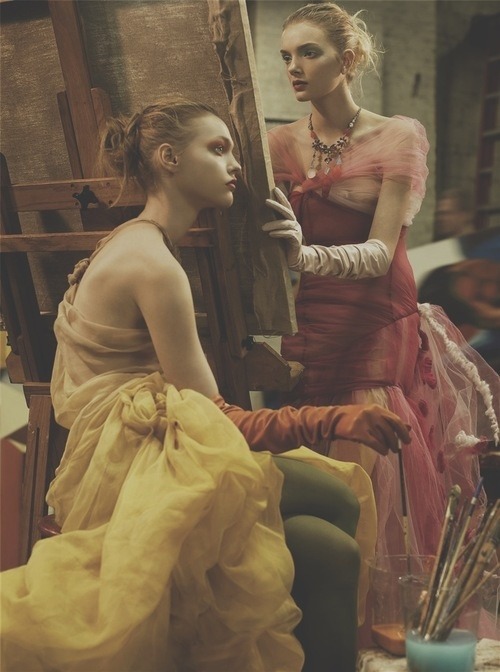 georgianne-velvet-gem:  Sasha Pivovarova and Lily Donaldson by Steven Meisel 