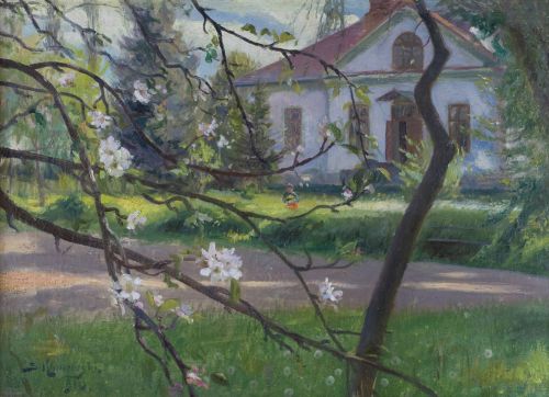 “Court in the orchard“ (1910)Stanisław Klimowski (Polish;1891-1982)oil on canvas, privat