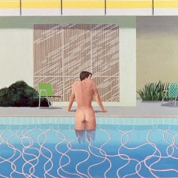 malebeautyinart:  Peter Getting out of Nick’s Pool, David Hockney, 1966 