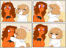 nopony-ask-mclovin:  ask-heathersweetfeathers:  just a lil comic thing.  That’s really cute. Heather is adorable!… but McLovin lost that round X3  D’aww! &lt;3