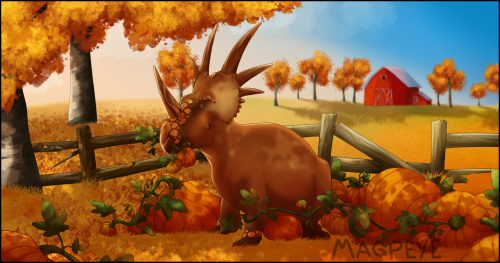 A fall-themed piece from the ARPG Primeval Age on Deviantart. It’s set in a post-human world, so Pum