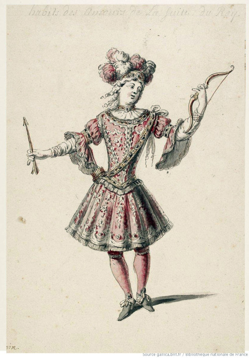 Costume design sketches for an unknown court spectacle by Jean Berain, 1695