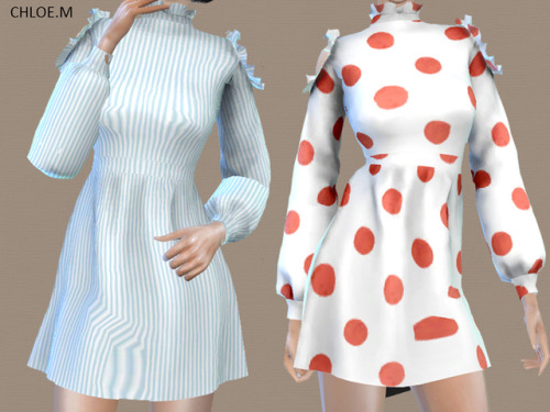 chloem-sims4:Dress with falbalaCreated for: The Sims 4 8 colorsHope you like my creations!Downlo