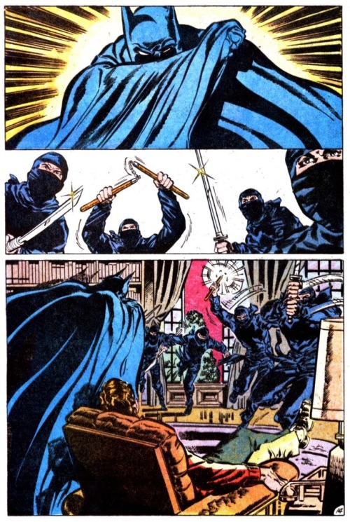 billyarrowsmith:  Jim Aparo is one of the greatest fight sequence artists of all time, several pages, no words needed, just pure kinetic action. Panels are from Batman #431.