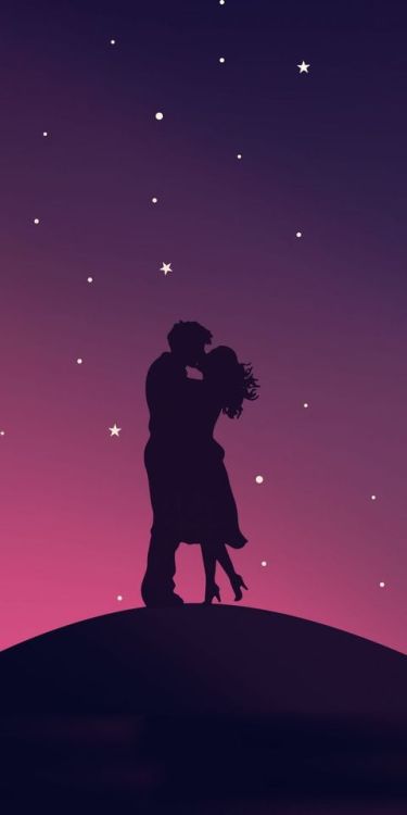 Kiss, couple, silhouette, minimal, art, 1080x2160 wallpaper @wallpapersmug : bit.ly/2EBfd6v -