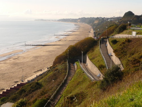 West Cliff zig-zag path and beach, Bournemouth