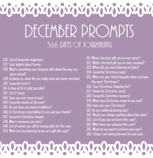 366 Days of Journaling (✎) December Prompts