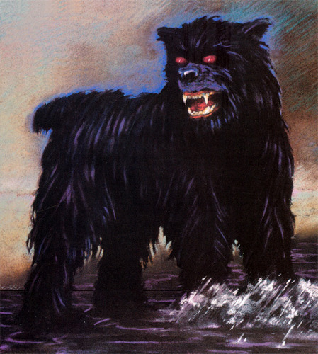 lpbestiary:Black dogs are a type of ghost or spirit featured in mythology worldwide, but principally