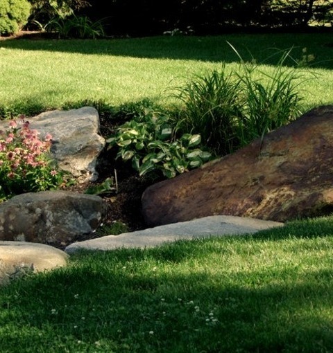 Natural Stone Pavers LandscapeInspiration For A Summertime Large Rustic Backyard With A Stone Retaining