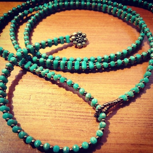 Amy created this fun two-hole rulla wrap bracelet. #bracelet #necklace #jewelrydesign #handmadejewel