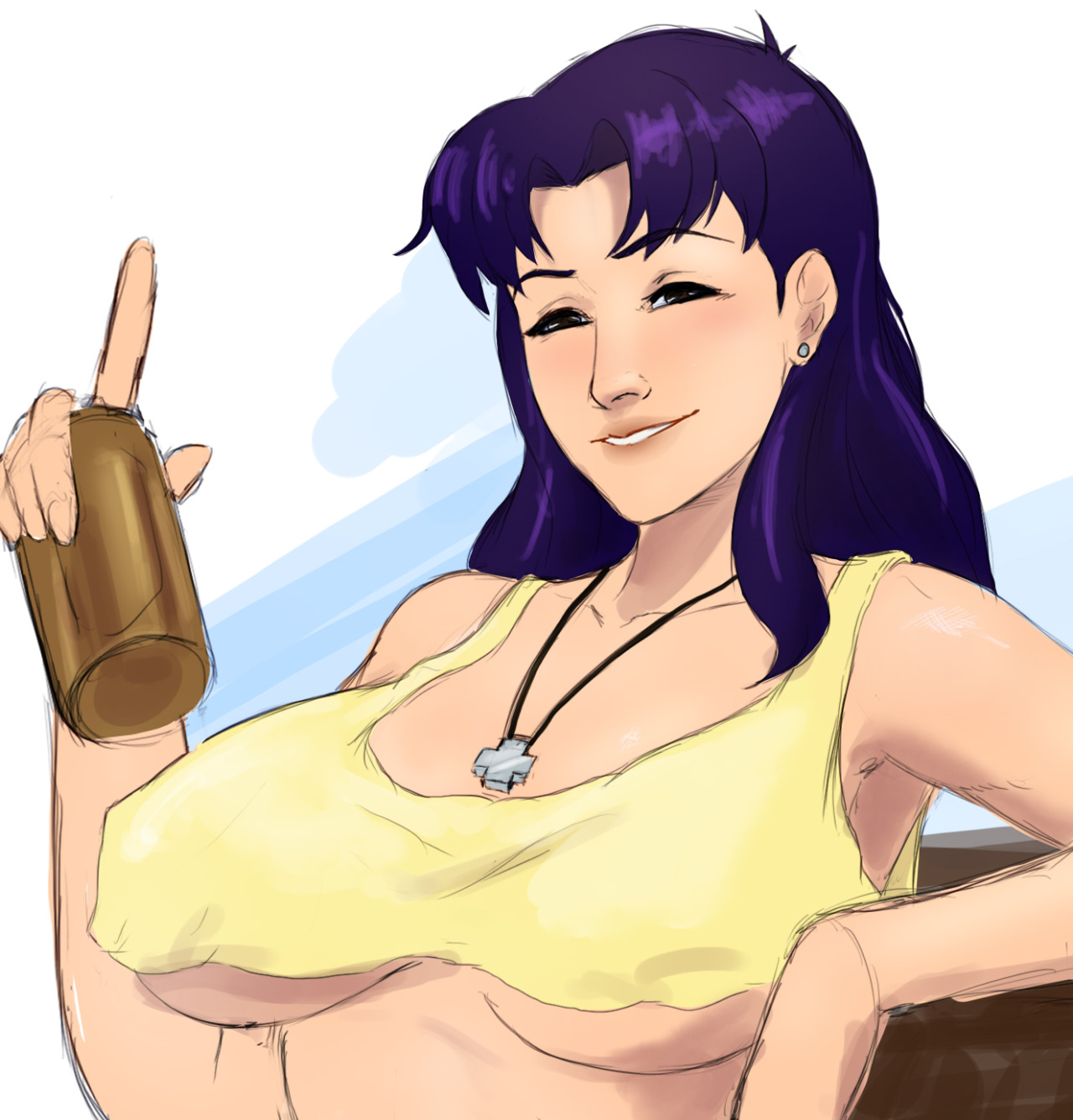 a warm up misato, before start working on assignments, i think i never draw misato