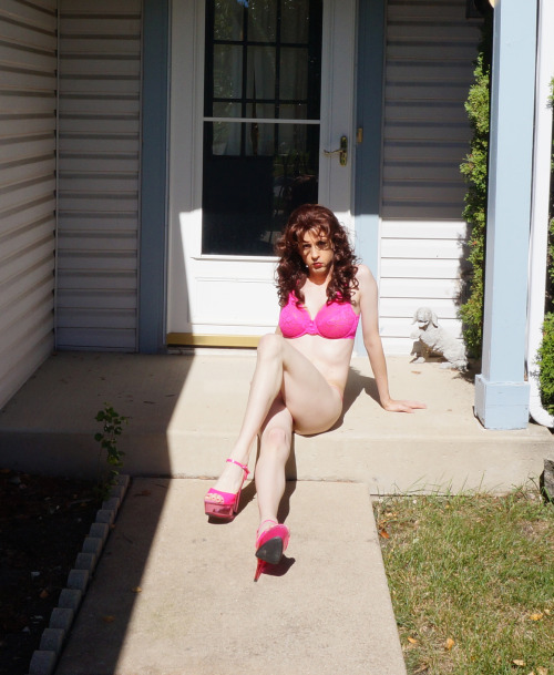 sissy-erica - Outside my house.  Do you think the neighbors saw? ...
