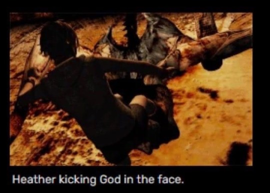 blacklodgeposting:“Heather kicking God in the face.”