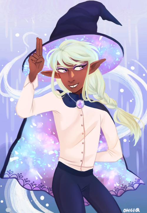 taz-ids:ohciq:a multidimensional, fully-realized creation [ID: Digital drawing of Taako, seen from t