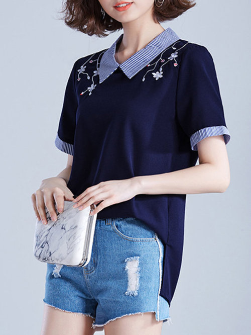 winriirockbell:Turn-down Collar Embroidery Shirt  |     Discount code: happy15 { 15% OFF }