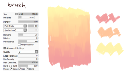 spacejammies:Anonymous said: Hey what are your brush settings? For lineart and colouring if you don’