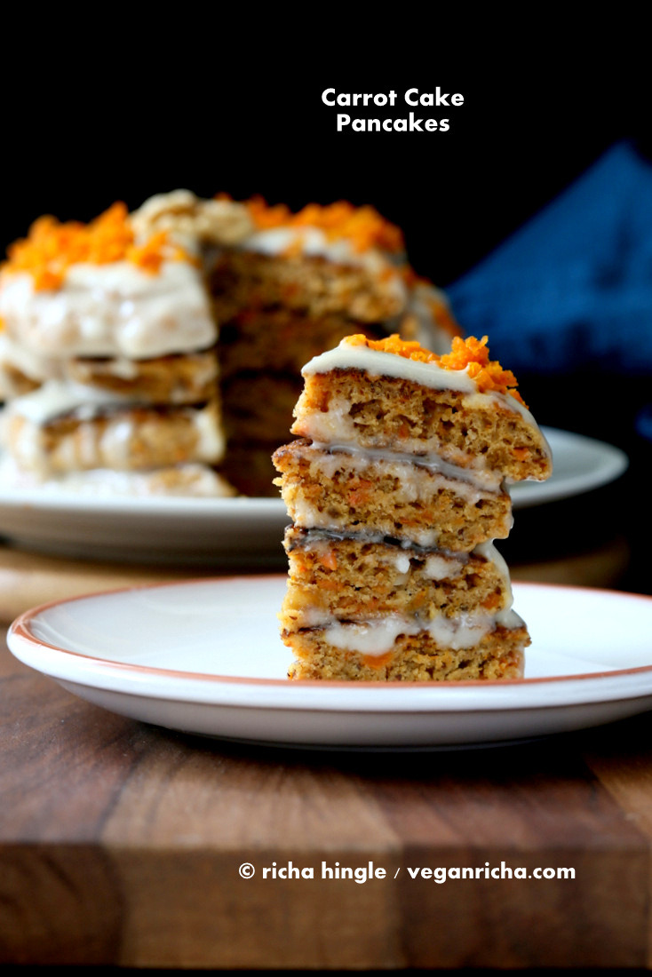 veganfoody:  Carrot Cake Pancakes with Yogurt Coconut Cream FrostingQuickest carrot