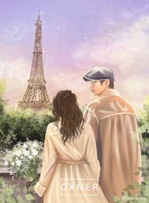 “Taephia” goes to Paris-I did this piece for one of my best friend’s birthdays! -DIGITAL ART-ART ON: