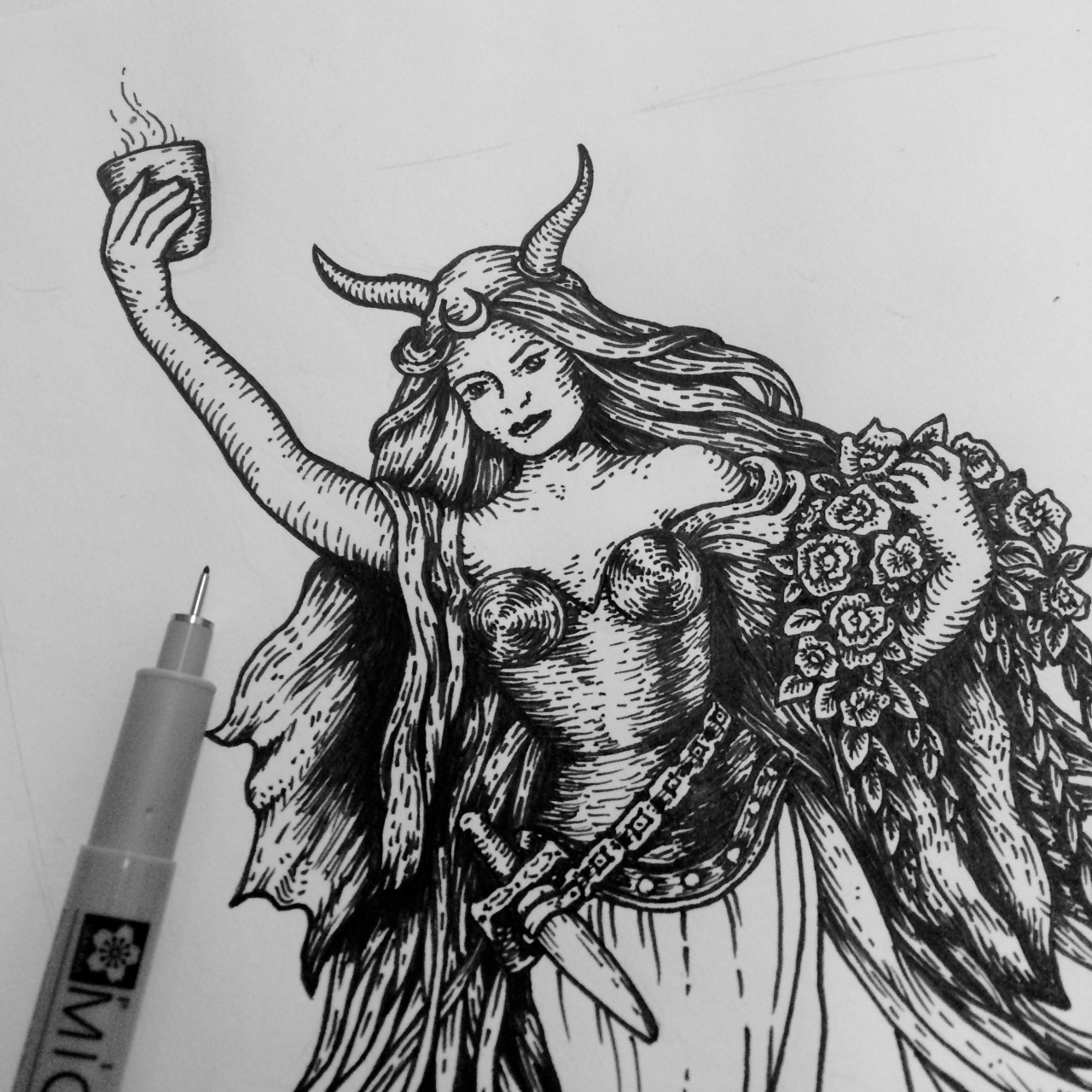 poisonappleprintshop:  The drawing and screenprint I made for Artisan Gallery and