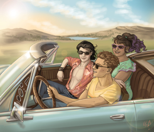 vkelleyart:“The sky is huge and blue and full of lens flare. America…” - Simon, Wayward Son by @ra