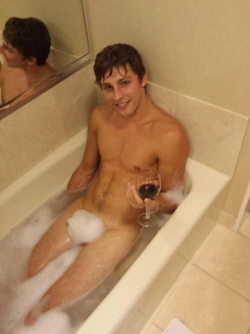 Can’t a guy just enjoy some wine in the bath?See more inside the locker room 