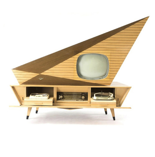 Gerhard Kubetschek. Entertainment centre &lsquo;Kuba Komet&rsquo; with radio, TV-set, record player,