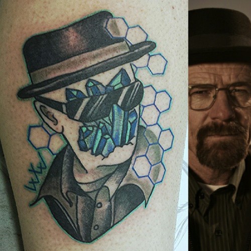 mothers-ruin:  Yo mr white! Done today on my good friend sian! Good fun. #methtattoo #brakingbadtattoo #brakingbad #walterwhite #mothersruin #skinsandneedles