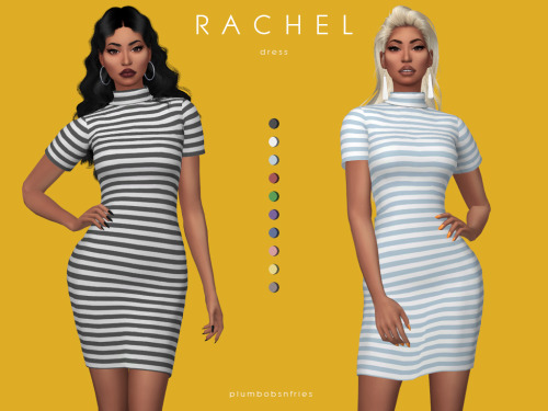 plumbobsnfries: RACHEL | dress New MeshShort-Sleeve Striped DressFemale | Teen - EldersHot Weather