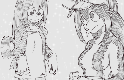 kilruas:✩ Asui Tsuyu ⋆ 蛙吹梅雨 + Horikoshi’s Sketches ✩ reblog the frog