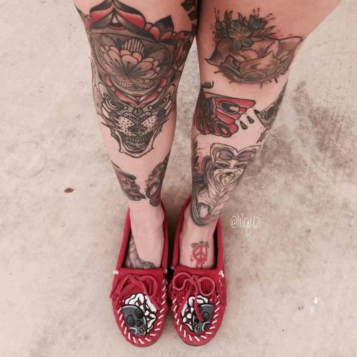 lilguz2:#latepost of today’s #guzmoccasins ! #KOTD #GUZDESIGNS 📧 in my bio for custom requests & inquiries. #guzdesigns #handpaintedbyguz #moccasins #minnetonka #legtattoos #lilguz #tattoos #inked #kotd #kicksonfire