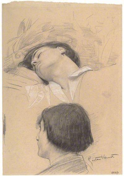 igustav7272:Head of a Reclining Young Man, Head Lost in Profile (Study for Shakespeare&rsquo;s