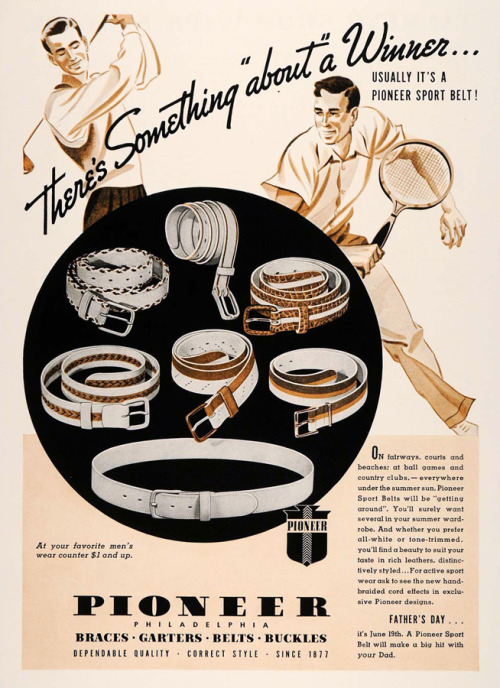 1938 ‘Pioneer Sport Belt’ Father’s Day ad