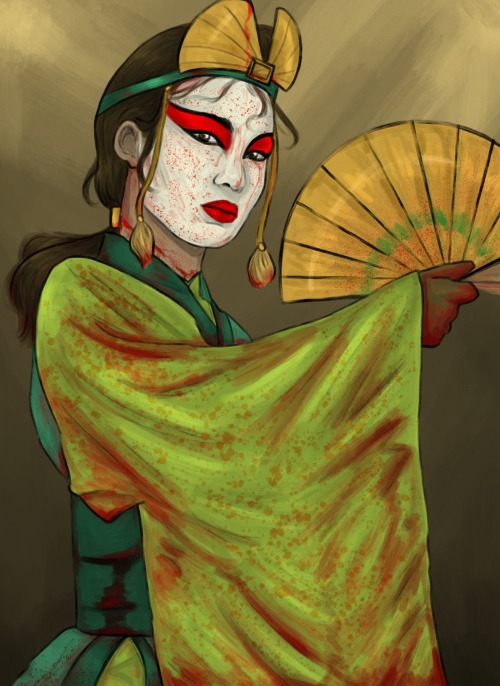 the hatchet men charged from all directions. kyoshi drew one of her fans. two would have been a bit 