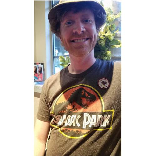 Look at this brand new Nerd Scout! Tim is killin it with his Jurassic Park shirt and new Clever Girl
