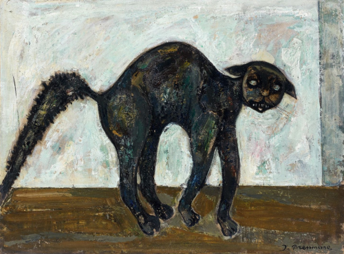 thunderstruck9:Joseph Pressmane (Ukrainian/French, 1904-1967) , Le Chat [The Cat]. Oil on panel, 46 