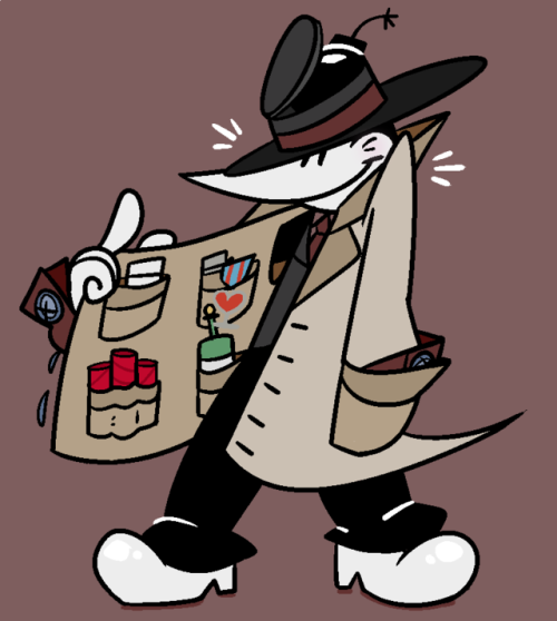 Refs of my Cuphead oc, Sneaky Pete! He’s a roulette npc where you can buy an item at a discounted pr