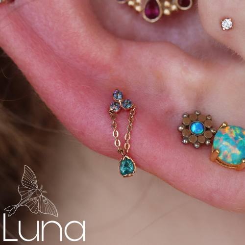 Earlobe piercings by Lunapiercingstudio. Jewellery by aurisjewellery.