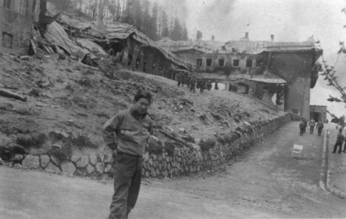 Japanese-American soldier in Berghof, Hitler’s mountain retreat in the Alps shortly after surrender 