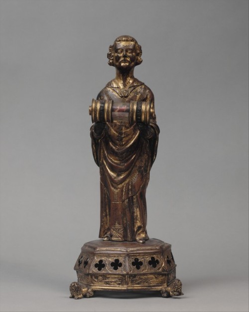 met-cloisters:Priest holding a Reliquary via The CloistersMedium: Copper gilt; reliquary vessel: sil