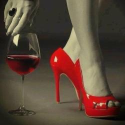 onehornywoman:  I do believe that red heels and red wine go together in many ways. 