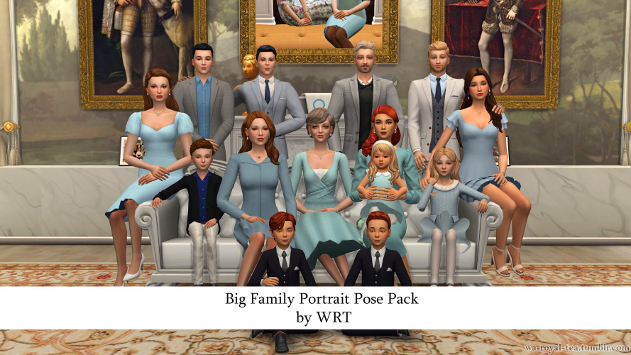 This is my updated legacy family portrait! I added the old ones to show my  family growth. I've been playing with this family for 4 generations over  the course of 2 and