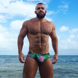 dunydelacruz:#tgifriday let’s take some color! 😎 @bang_clothes * #beardstyle #summertimes #musclebear #happypride #tigers #bangclothes #swimwear #swimsuits #manwear #sexywear (at Miami, Florida)