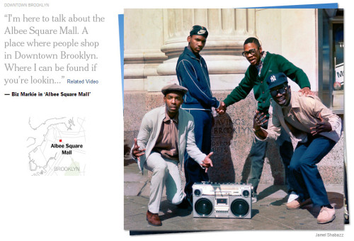 Brooklyn, the Remix: A Hip-Hop Tour (via @NYTMetro) The mean streets of the borough that rappers like the Notorious B.I.G. crowed about are now hipster havens, where cupcakes and organic kale rule. For current real estate purposes, the block where the