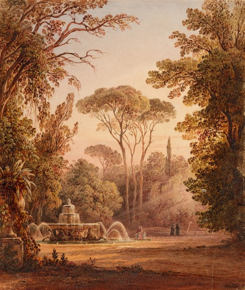 laclygrantham: William James Muller (English, 1812 - 1845) The Park of the Villa Borghese in Rome Wa