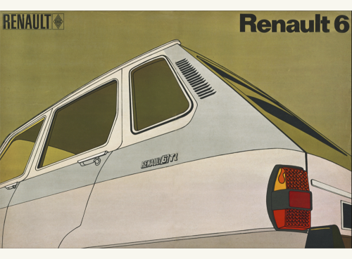Cover design of brochures for the Renault range, 1970s. It is the backside and front page. Unknown a