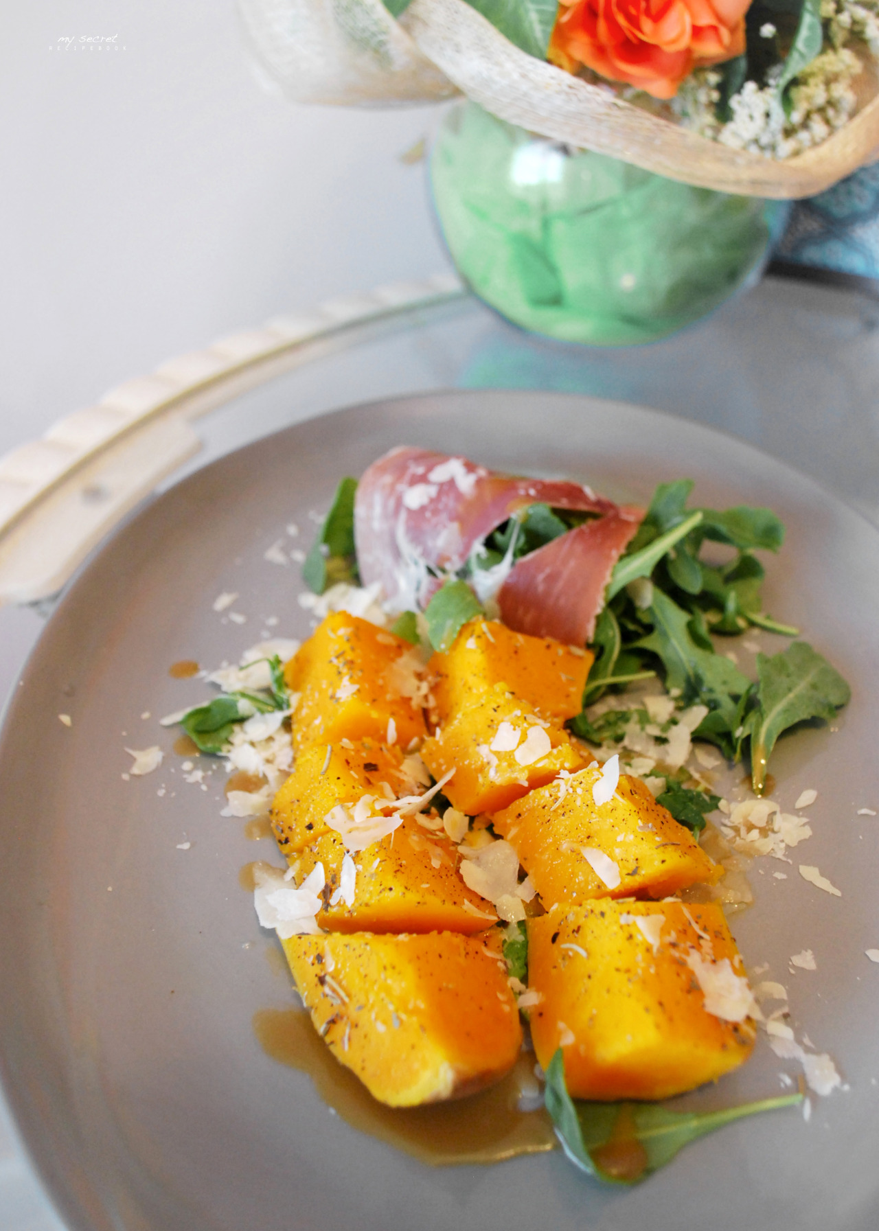 Frisée with Broiled Peaches and Serrano Ham recipe