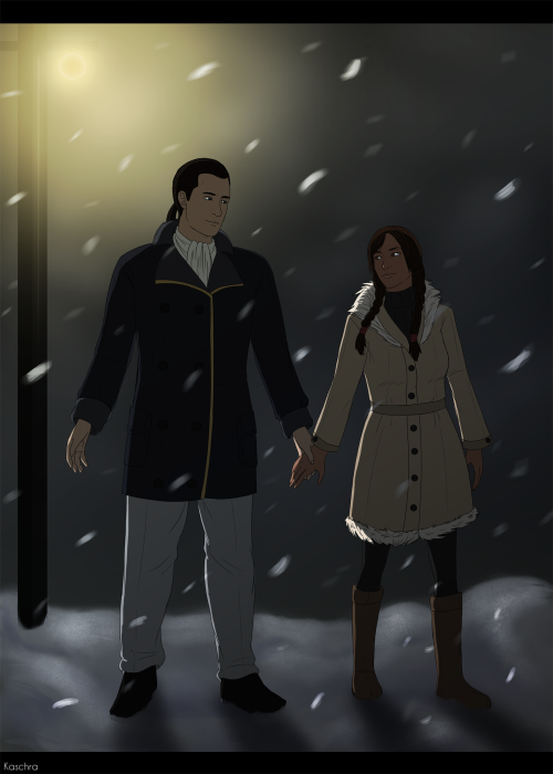 kaschra:Modern AU Hayziio, out for a walk during WinterA birthday picture for my dear friend andthen